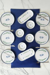 Hermia Set de Desayuno de 12 piezas en Azul, Verde y Blanco